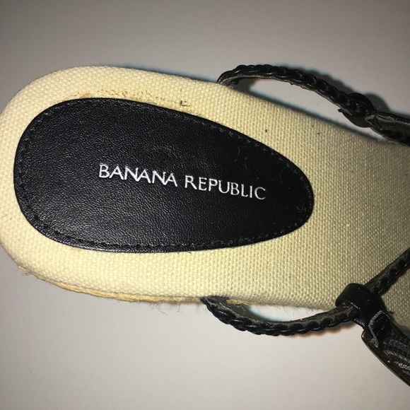 BANANA REPUBLIC Espadrilles Sandals Wedge Black 10 - Picture 2 of 6